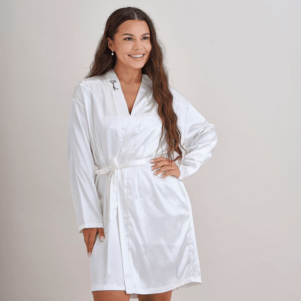 Ginger Ray - White Embroidered Bride Dressing Gown