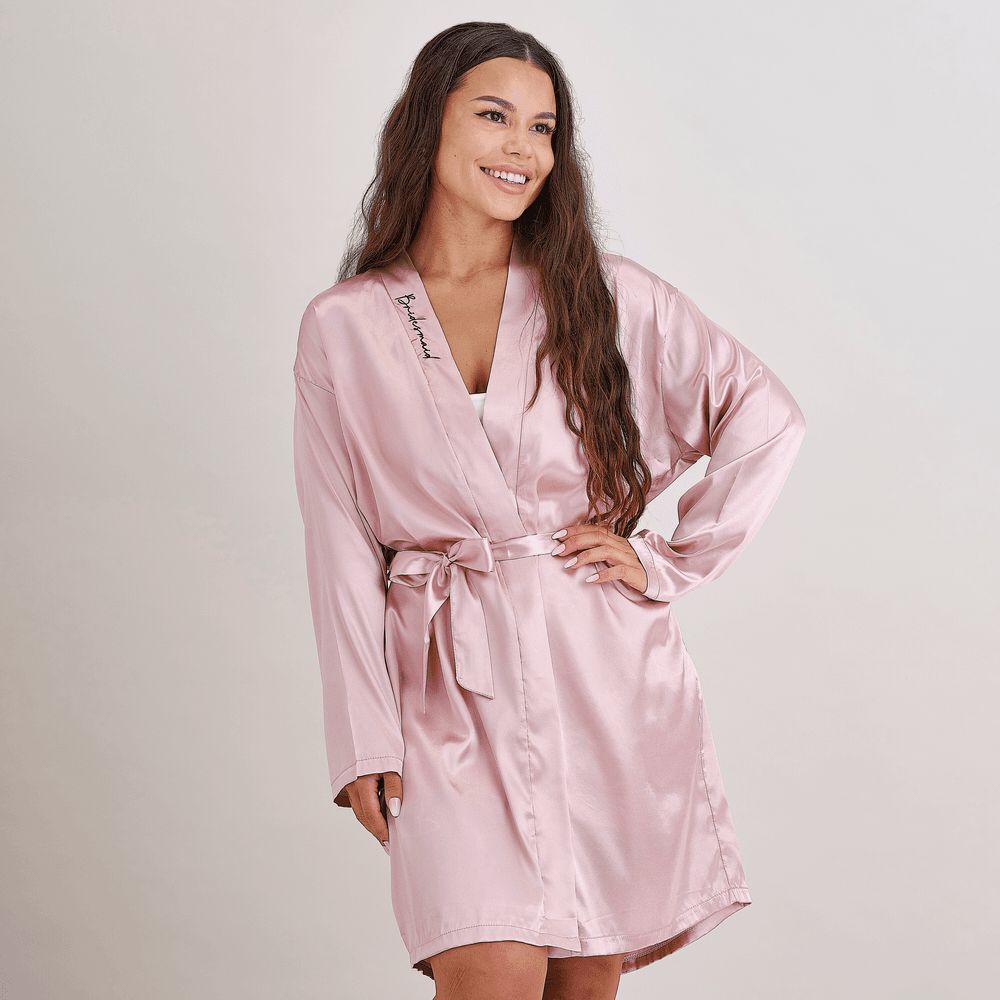 Ginger Ray - Embroidered Bridesmaid Dressing Gown - Pink