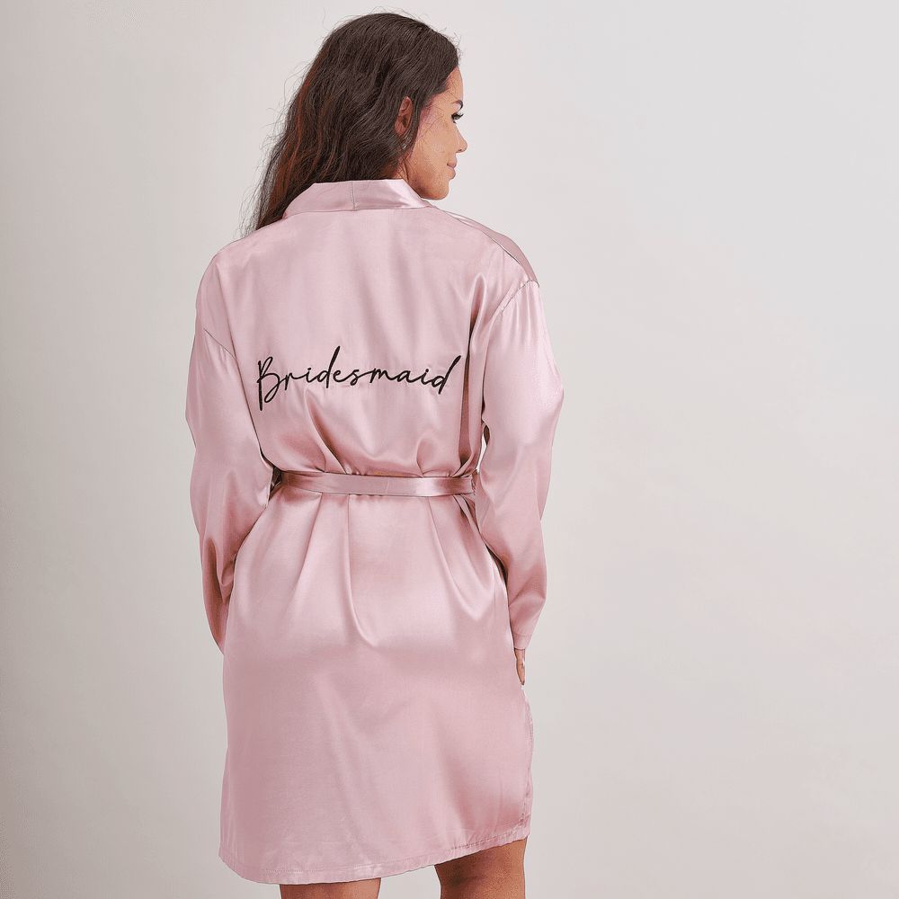 Ginger Ray - Embroidered Bridesmaid Dressing Gown - Pink