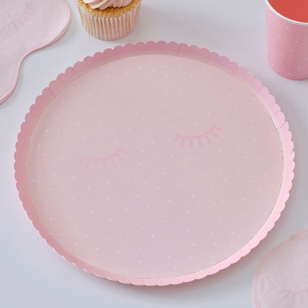 Ginger Ray - Polka Dot Pamper Party Paper Plates - Pink