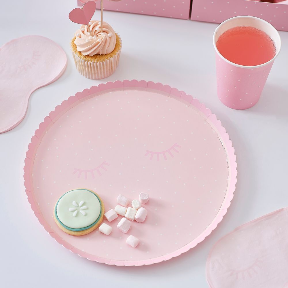 Ginger Ray - Polka Dot Pamper Party Paper Plates - Pink