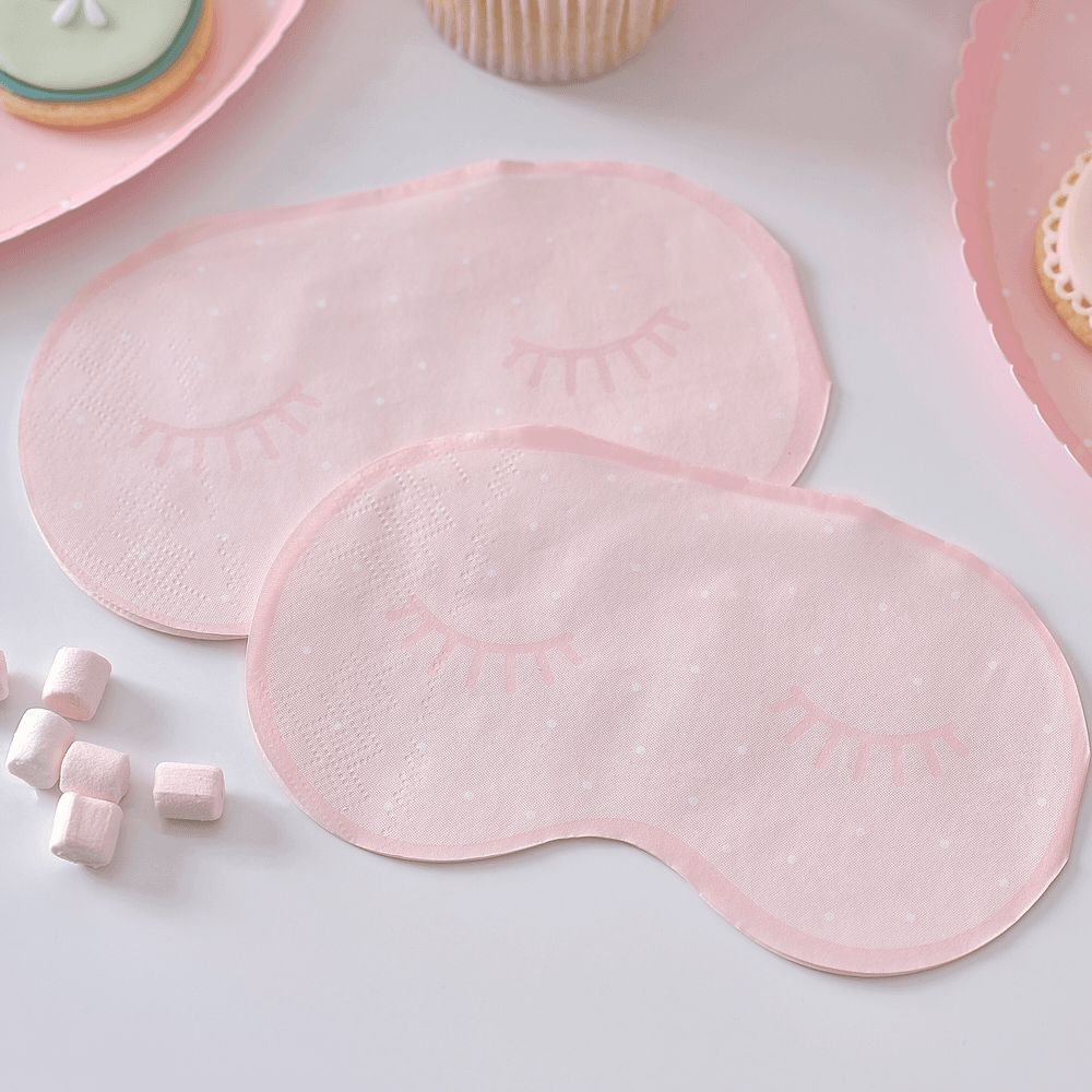 Ginger Ray - Eye Mask Pamper Party Paper Napkins - Pink