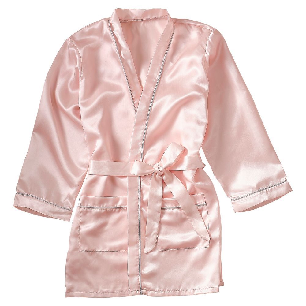 Ginger Ray - Satin Embroidered Dressing Gown - Pink