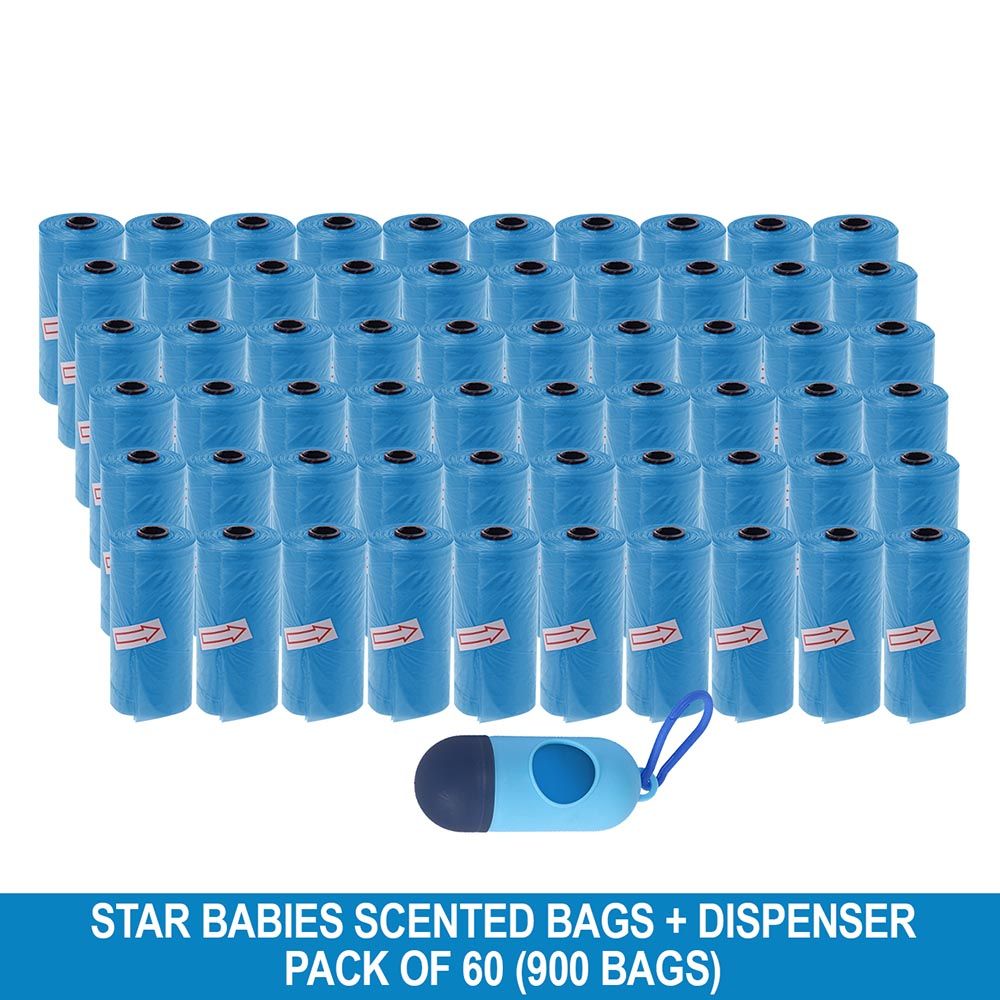 Star Babies - Disposable Scented Bag With Dispenser - Blue - Pack of 60 - 900pcs