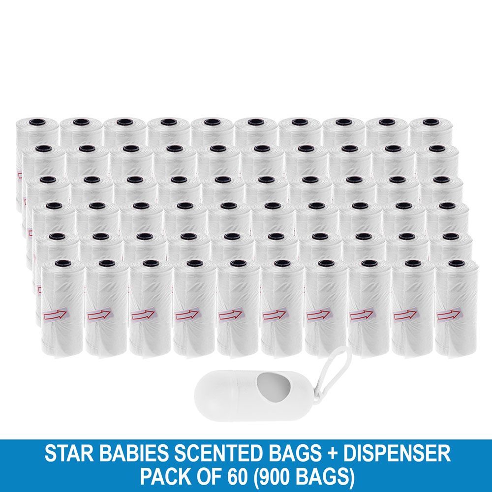 Star Babies - Disposable Scented Bag With Dispenser - White - Pack of 60 - 900pcs