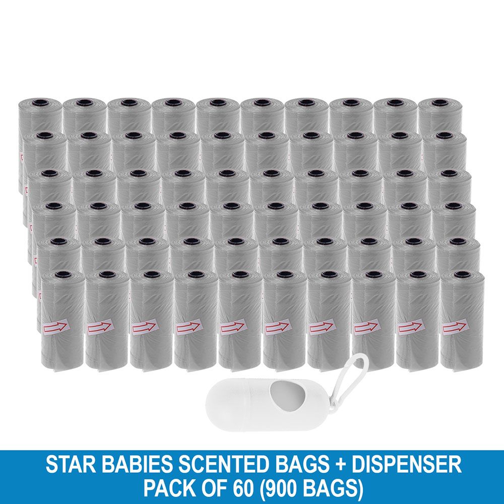 Star Babies - Disposable Scented Bag With Dispenser - Grey - Pack of 60 - 900pcs