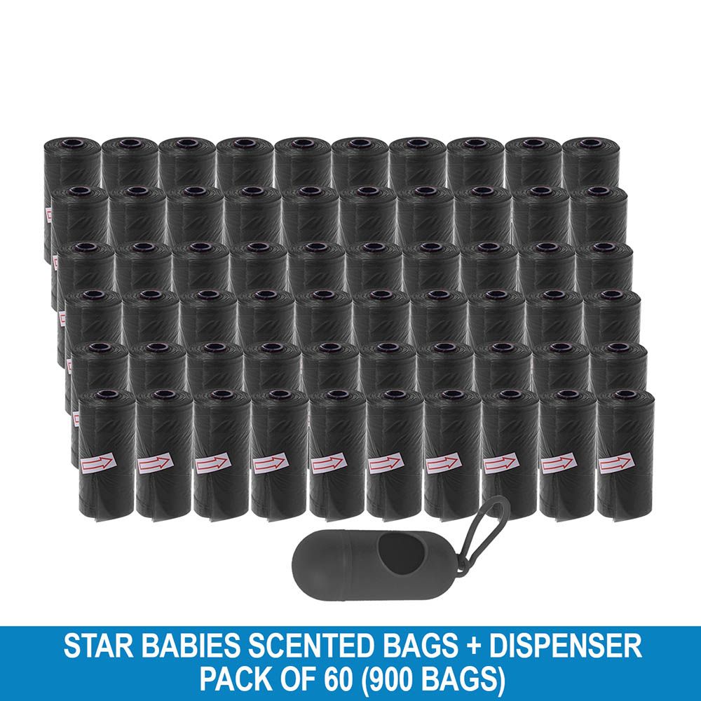 Star Babies - Disposable Scented Bag With Dispenser - Black - Pack of 60 - 900pcs