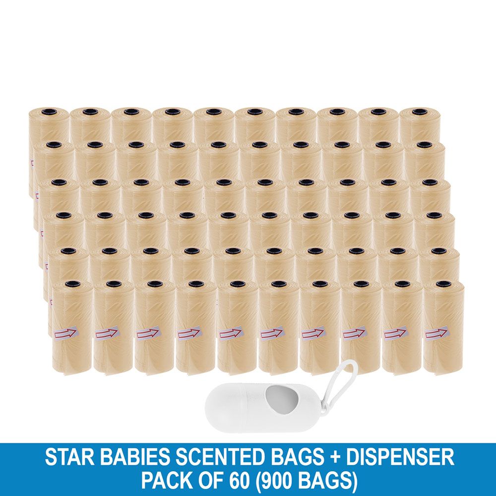 Star Babies - Disposable Scented Bag With Dispenser - Ivory - Pack of 60 - 900pcs