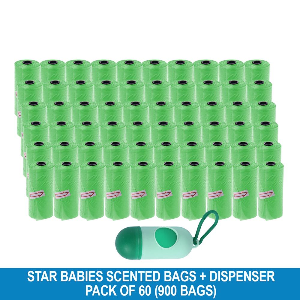 Star Babies - Disposable Scented Bag With Dispenser - Green - Pack of 60 - 900pcs