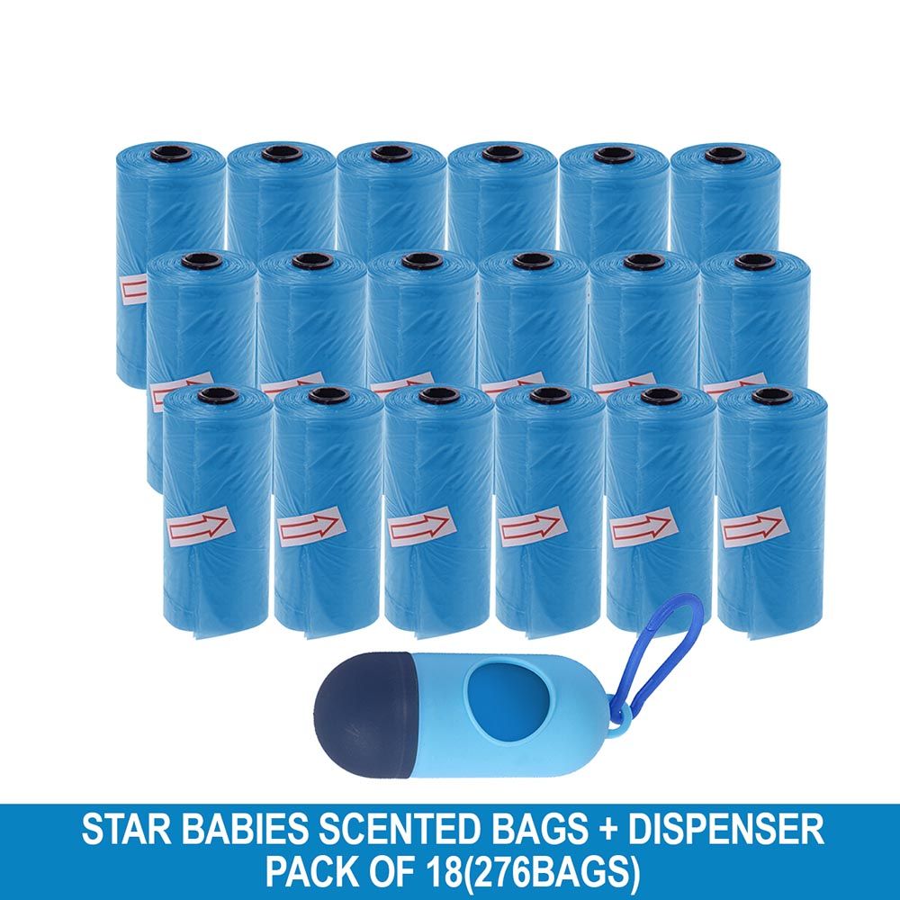 Star Babies - Disposable Scented Bag With Dispenser - Blue - Pack of 18 - 276pcs