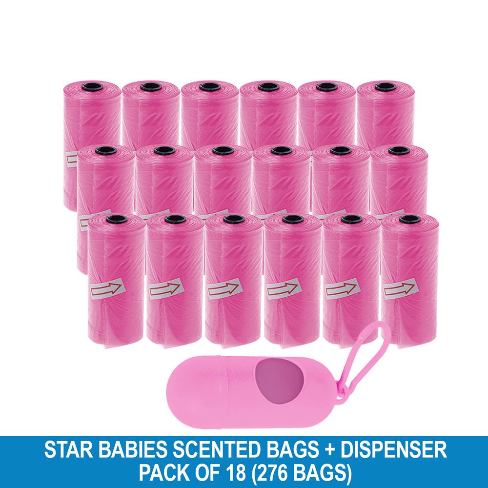 Star Babies - Disposable Scented Bag With Dispenser - Pink - Pack of 18 - 276pcs