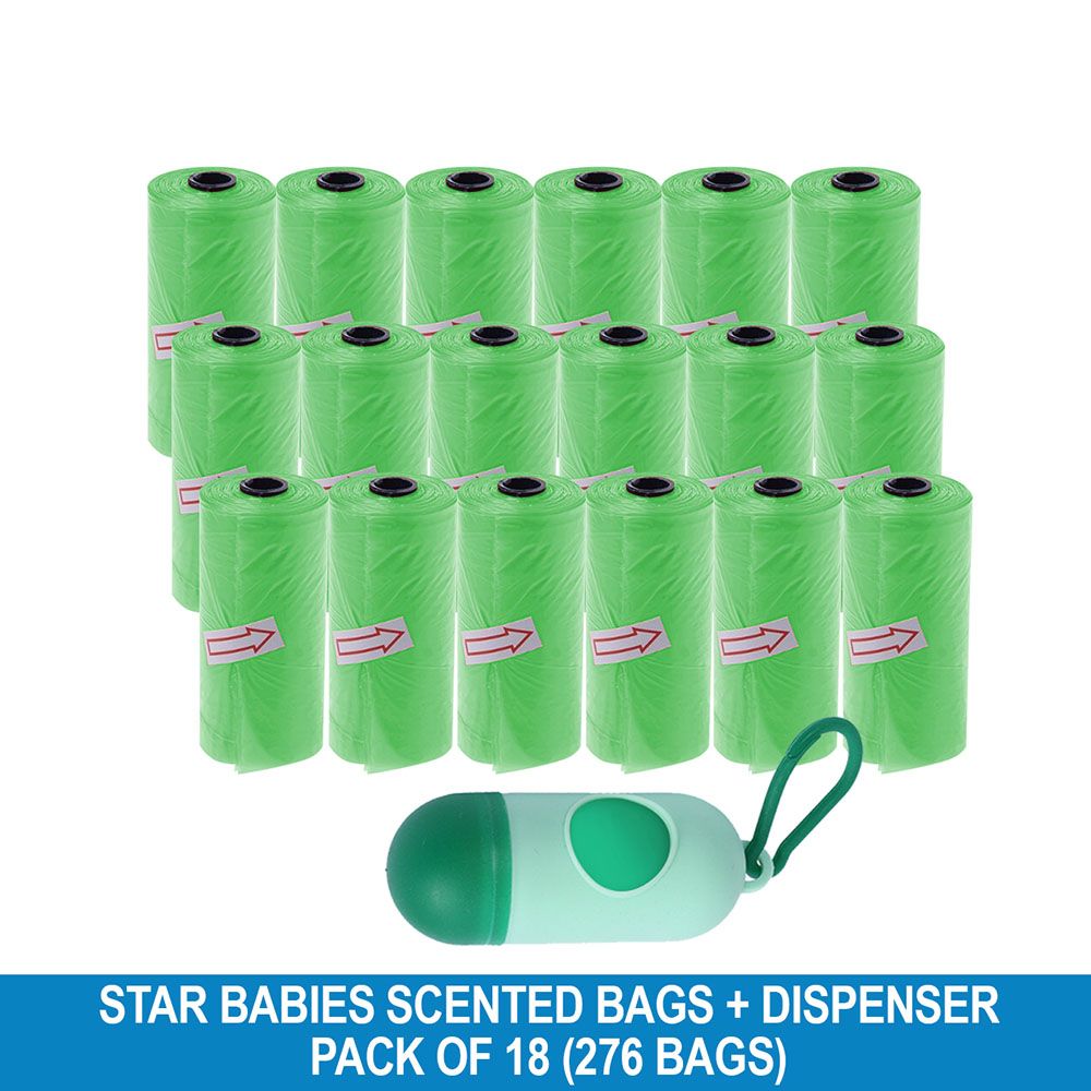 Star Babies - Disposable Scented Bag With Dispenser - Green - Pack of 18 - 276pcs