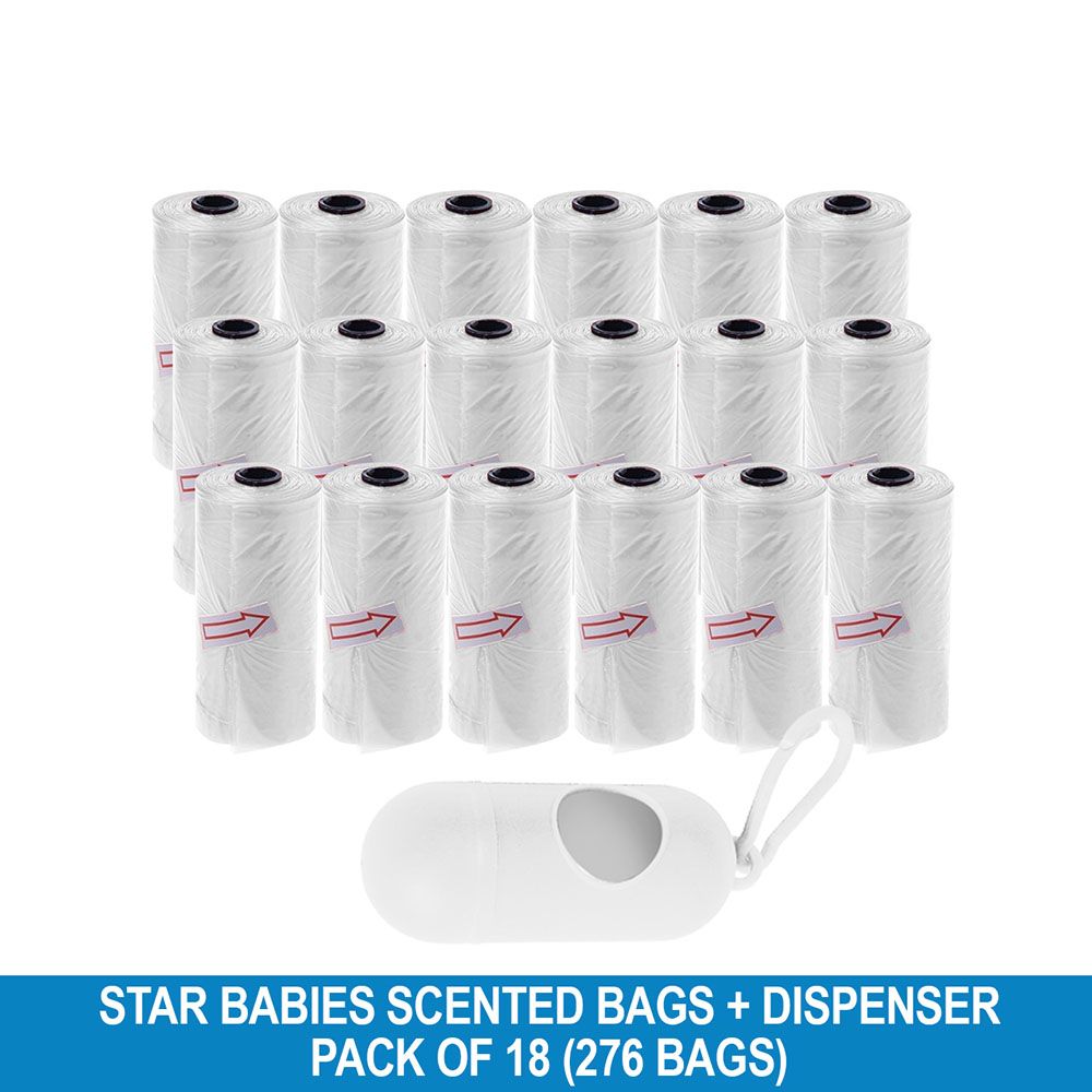 Star Babies - Disposable Scented Bag With Dispenser - White - Pack of 18 - 276pcs