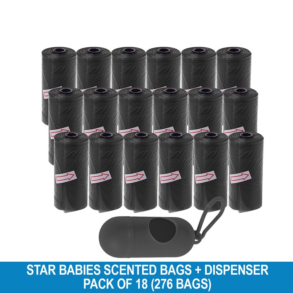 Star Babies - Disposable Scented Bag With Dispenser - Black - Pack of 18 - 276pcs