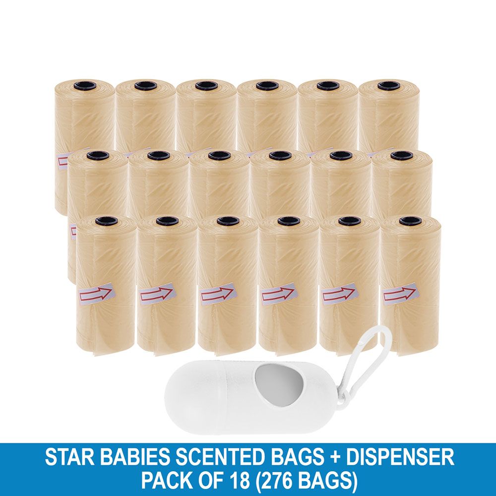 Star Babies - Disposable Scented Bag With Dispenser - Ivory - Pack of 18 - 276pcs