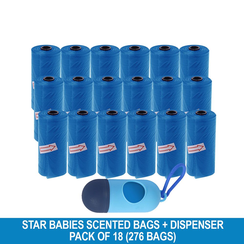 Star Babies - Disposable Scented Bag With Dispenser - Navy Blue - Pack of 18 - 276pcs