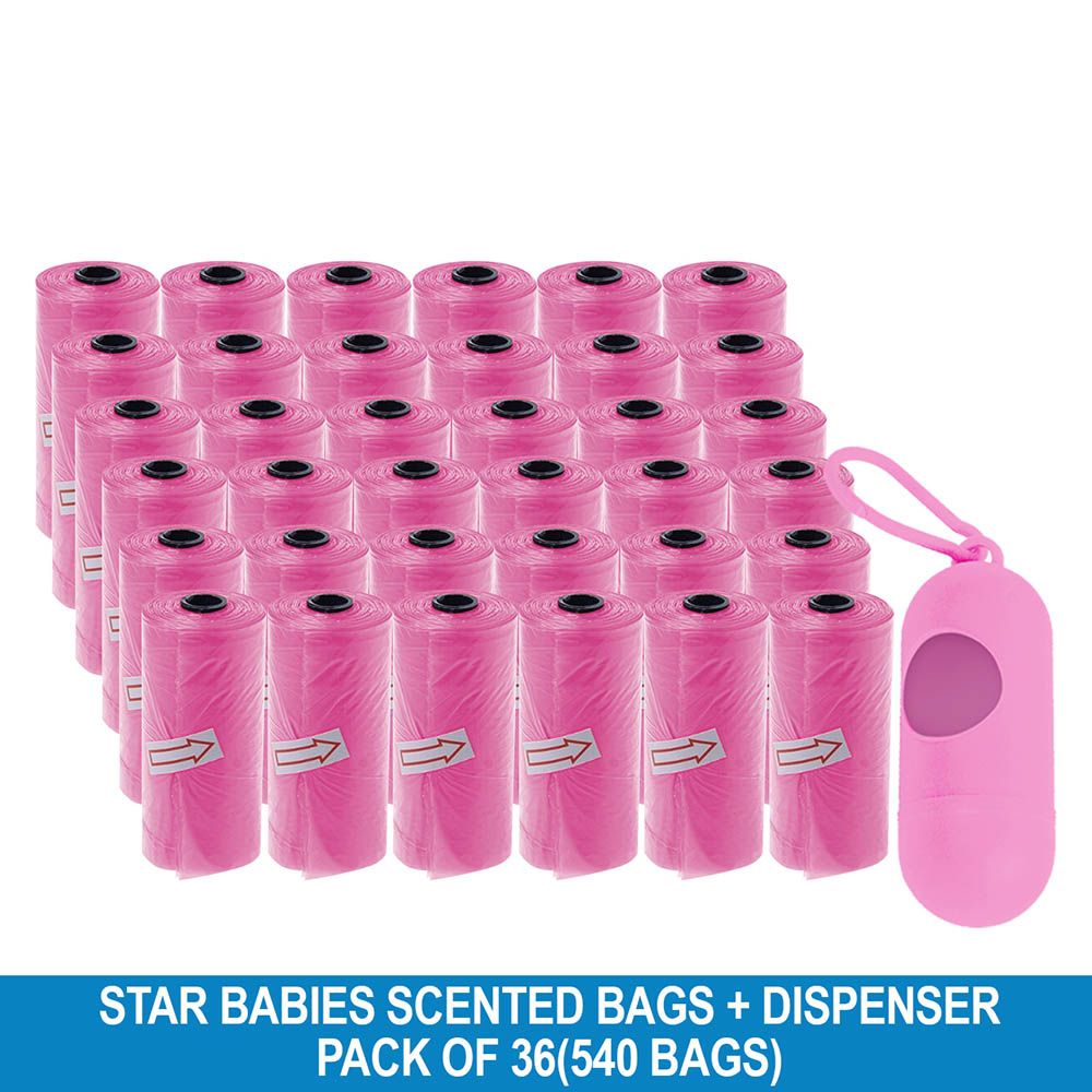 Star Babies - Disposable Scented Bag With Dispenser - Pink - Pack of 36 - 540pcs