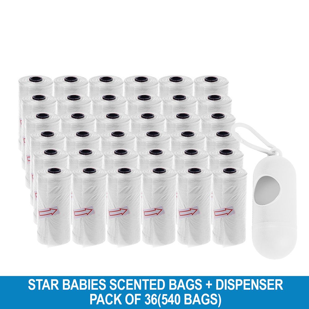 Star Babies - Disposable Scented Bag With Dispenser - White - Pack of 36 - 540pcs