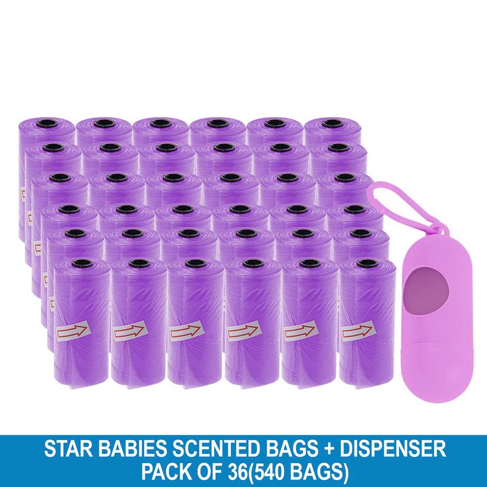 Star Babies - Disposable Scented Bag With Dispenser - Lavender - Pack of 36 - 540pcs