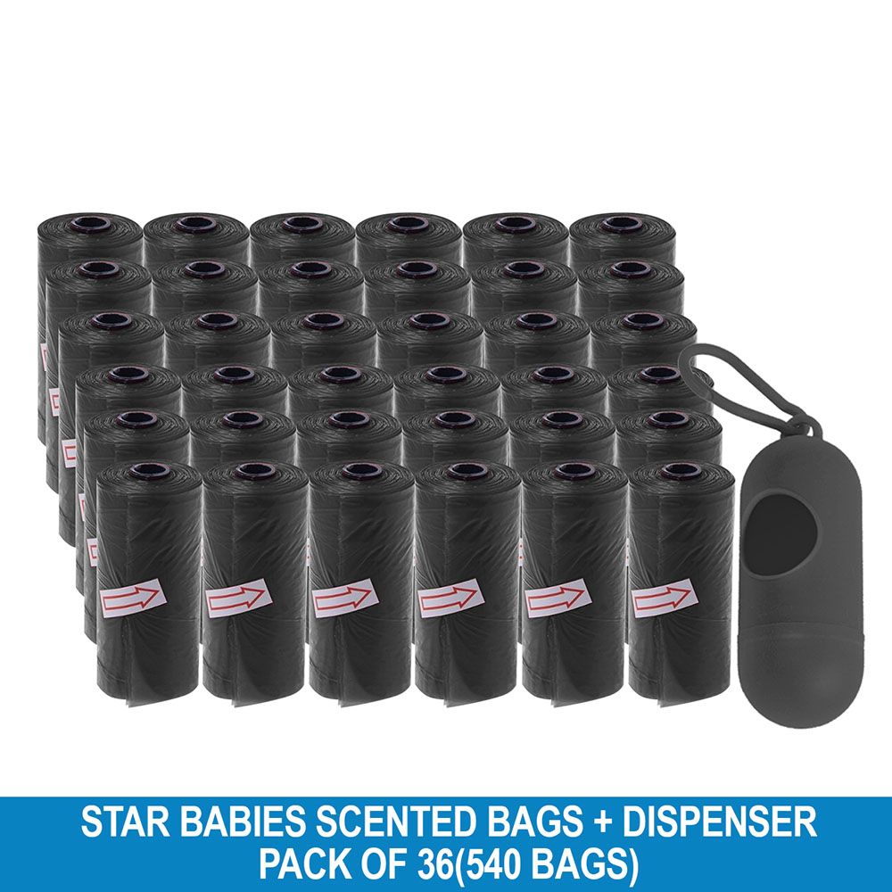 Star Babies - Disposable Scented Bag With Dispenser - Black - Pack of 36 - 540pcs