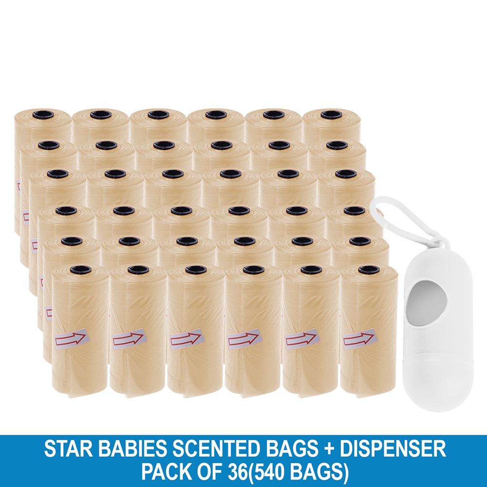 Star Babies - Disposable Scented Bag With Dispenser - Ivory - Pack of 36 - 540pcs