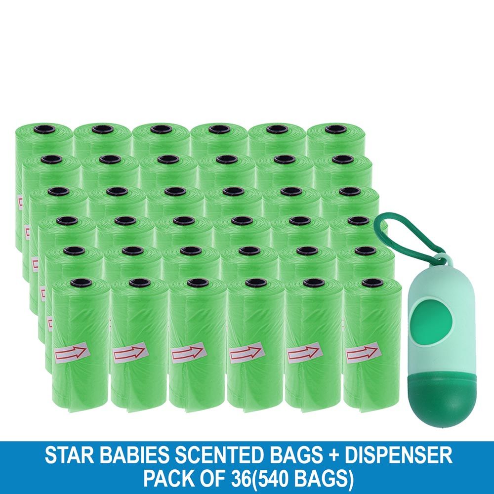 Star Babies - Disposable Scented Bag With Dispenser - Green - Pack of 36 - 540pcs