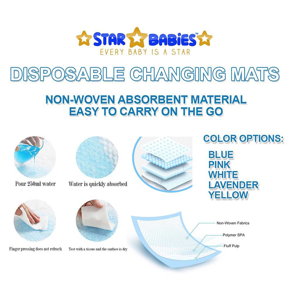 Star Babies - Large Changing Mat - 36pcs With Diaper Bag - Blue