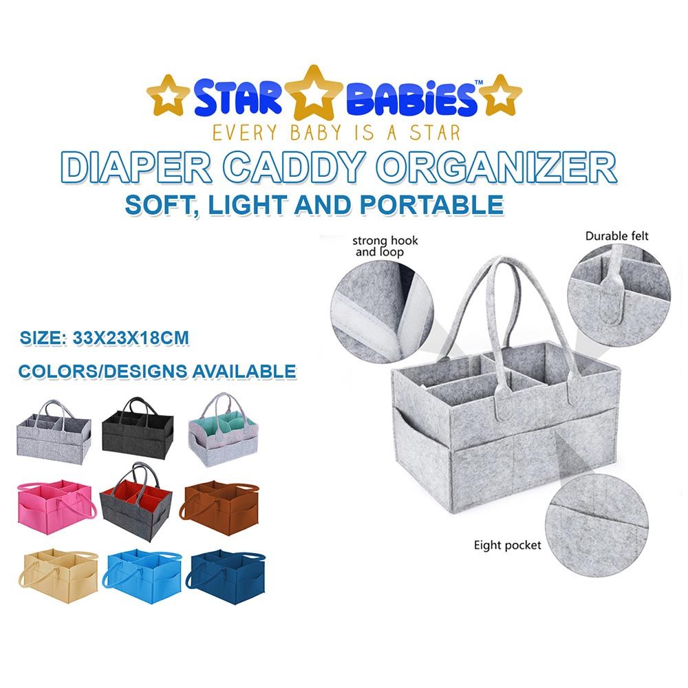 Star Babies - Diaper Caddy With Disposable Bibs - Grey - 50pcs