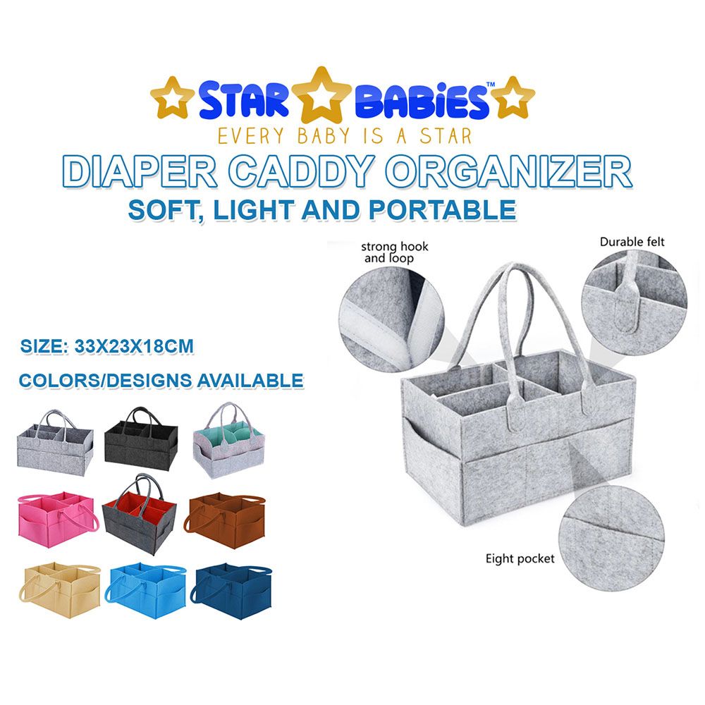 Star Babies - Disposable Bibs - 50pcs With Diaper Caddy - Grey