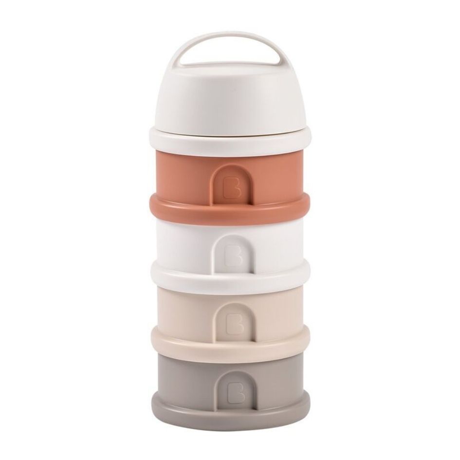 Beaba - Formula Milk Container 4 Compartments - Cotton White Terracotta