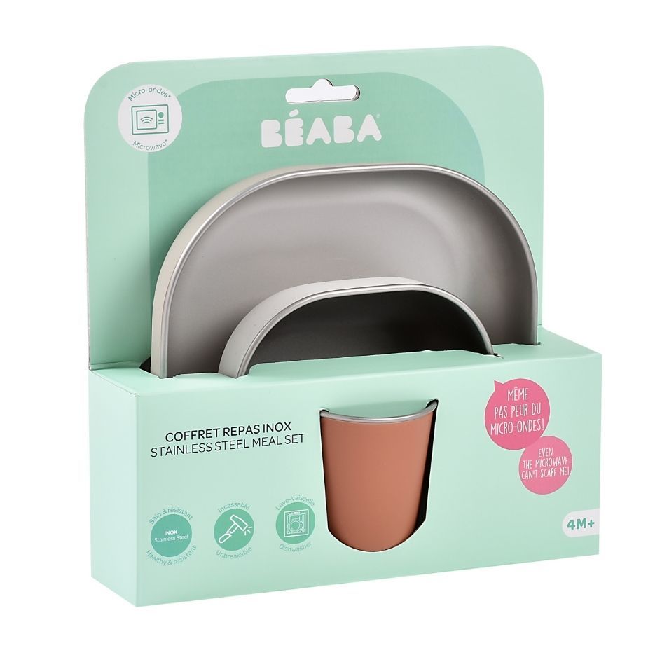 Beaba - Stainless Steel Meal Set - Terracotta - 3 Pcs