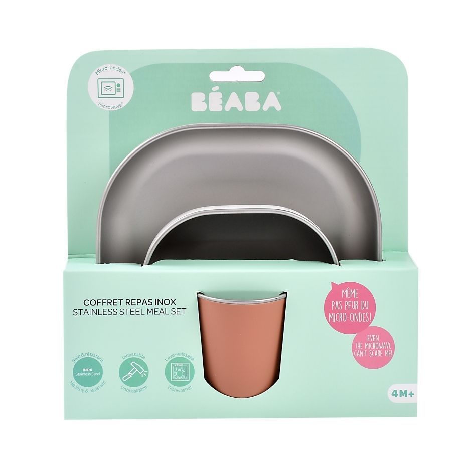 Beaba - Stainless Steel Meal Set - Terracotta - 3 Pcs