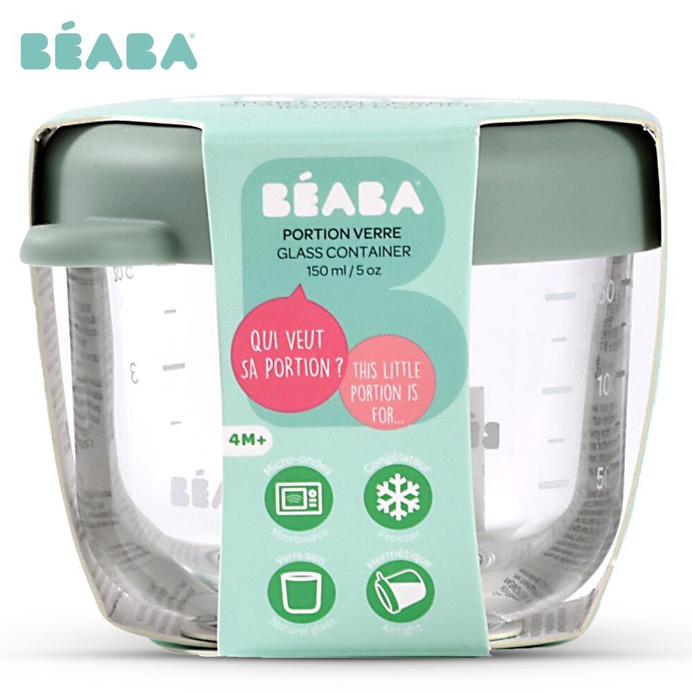 Beaba - Glass Baby Food Jar - Sage Green - 150ml