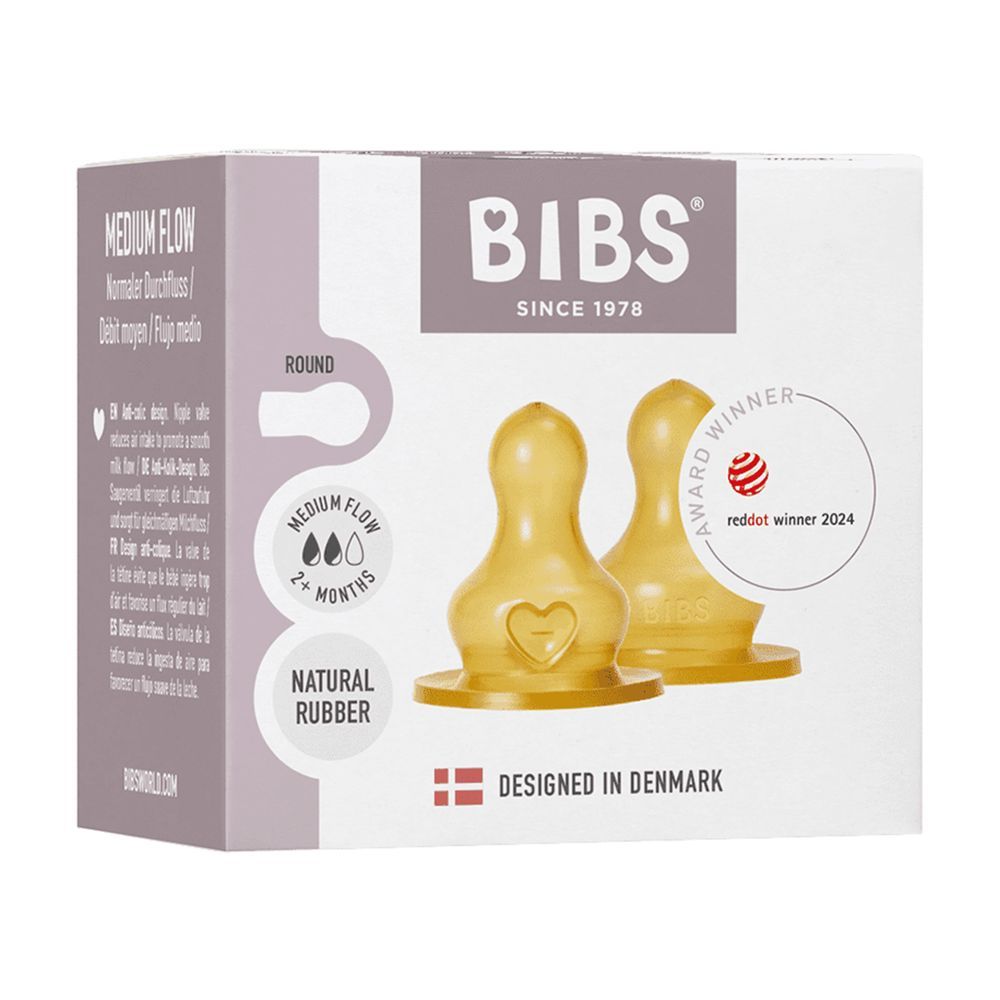 Bibs - Latex Baby Bottle Nipple Medium Flow Pack of 2 - 3-6M