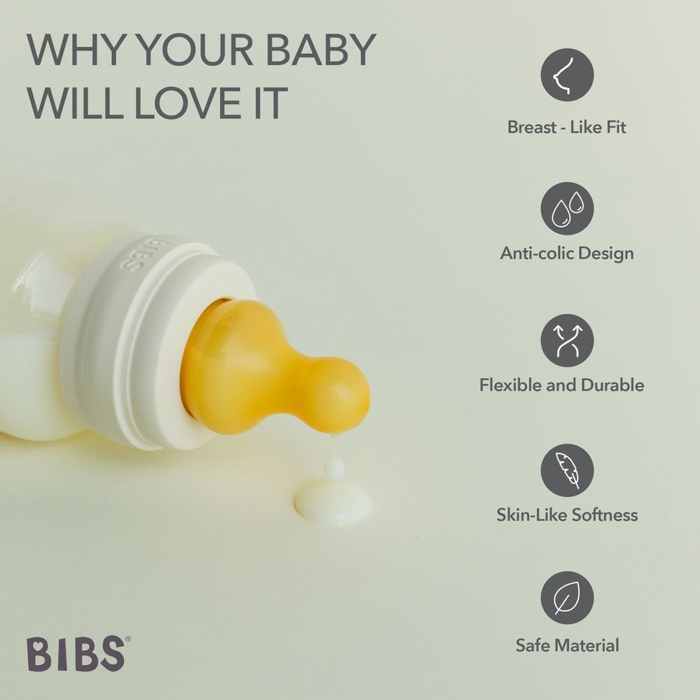 Bibs - Latex Baby Bottle Nipple Medium Flow Pack of 2 - 3-6M