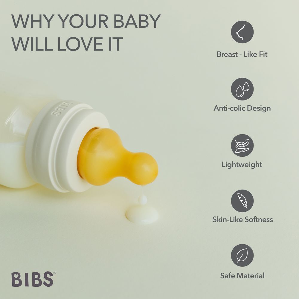 Bibs - Latex Nipple Baby Bottle Slow Flow - 0-3M - 150ml - Ivory