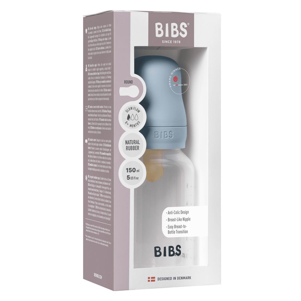 Bibs - Latex Nipple Baby Bottle Slow Flow - 0-3M - 150ml - Blue