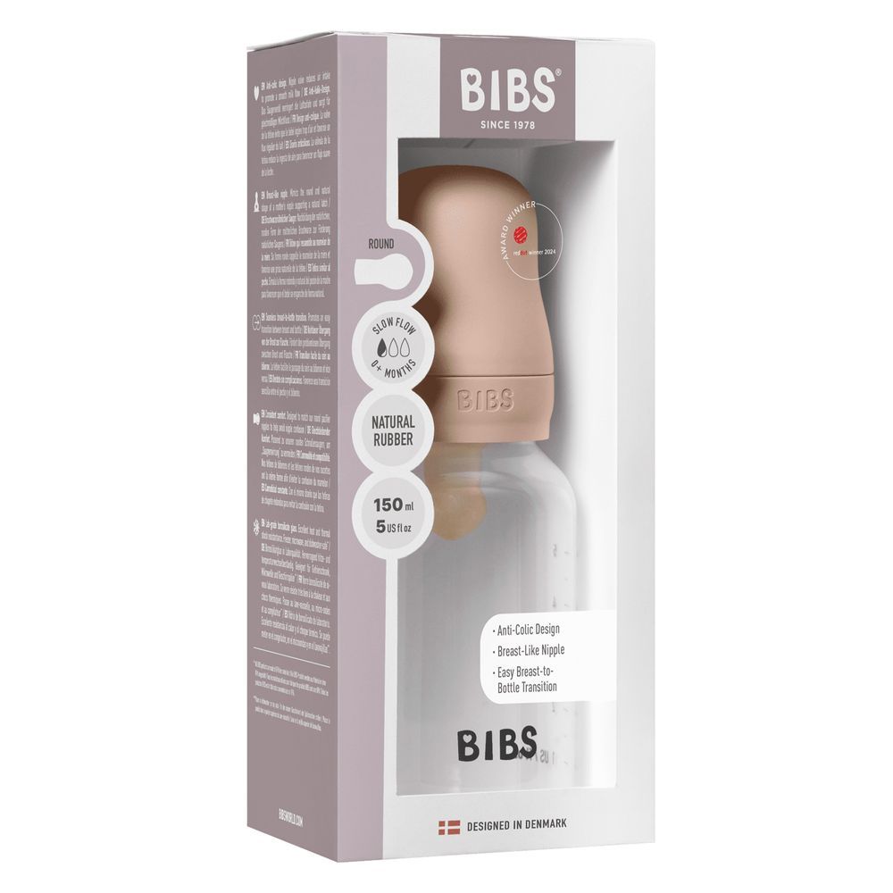 Bibs - Latex Nipple Baby Bottle Slow Flow - 0-3M - 150ml - Blush