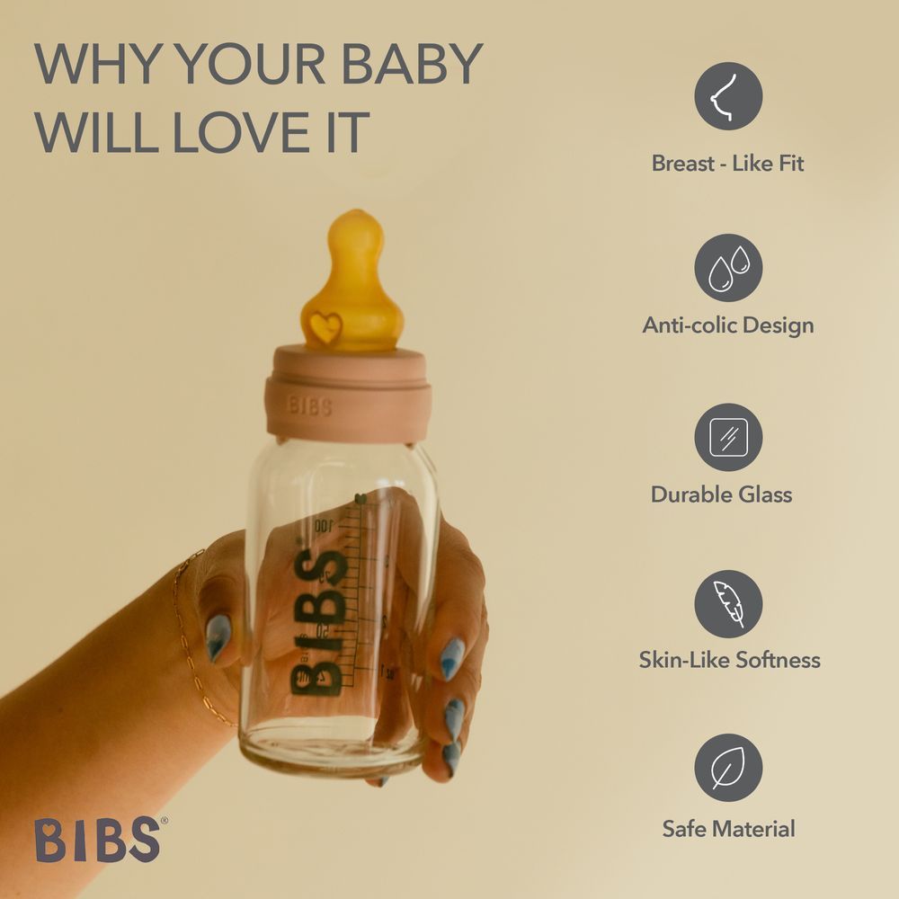 Bibs - Latex Nipple Baby Bottle Slow Flow - 0-3M - 150ml - Blush