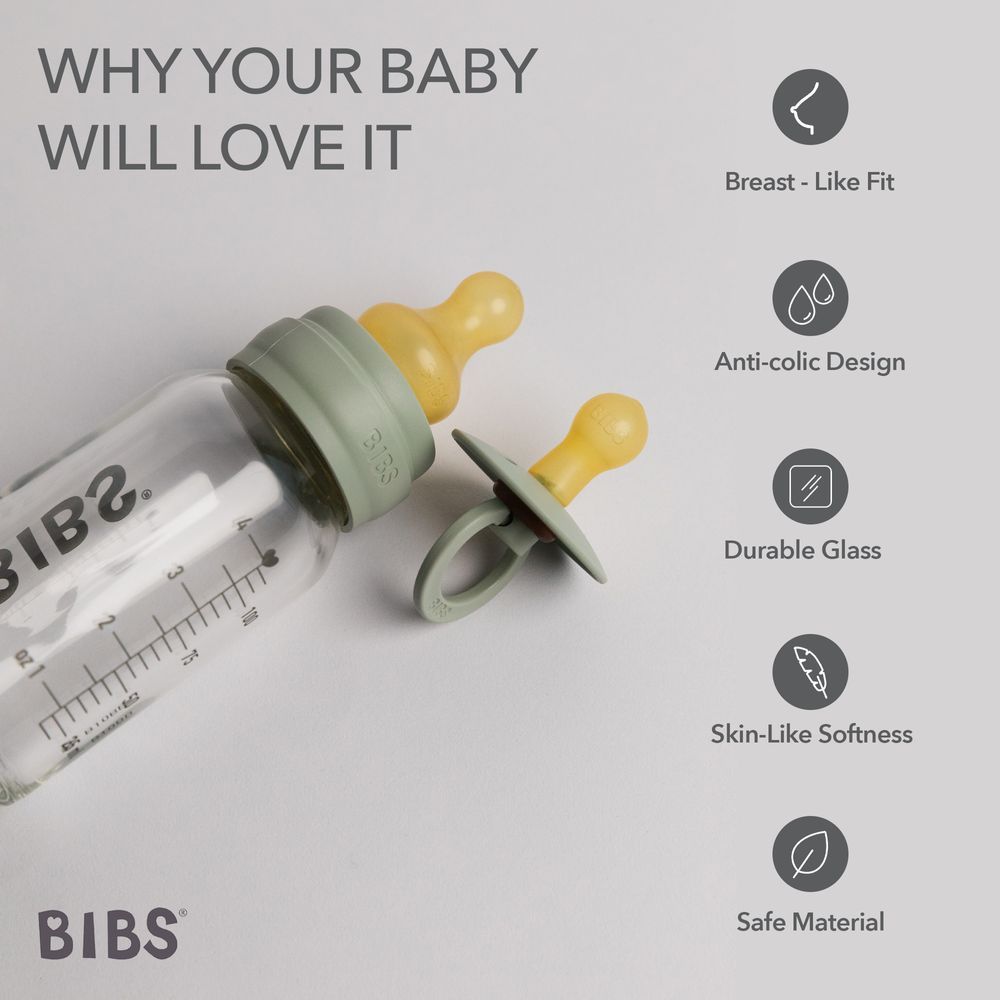 Bibs - Latex Nipple Baby Bottle Slow Flow - 0-3M - 150ml - Sage