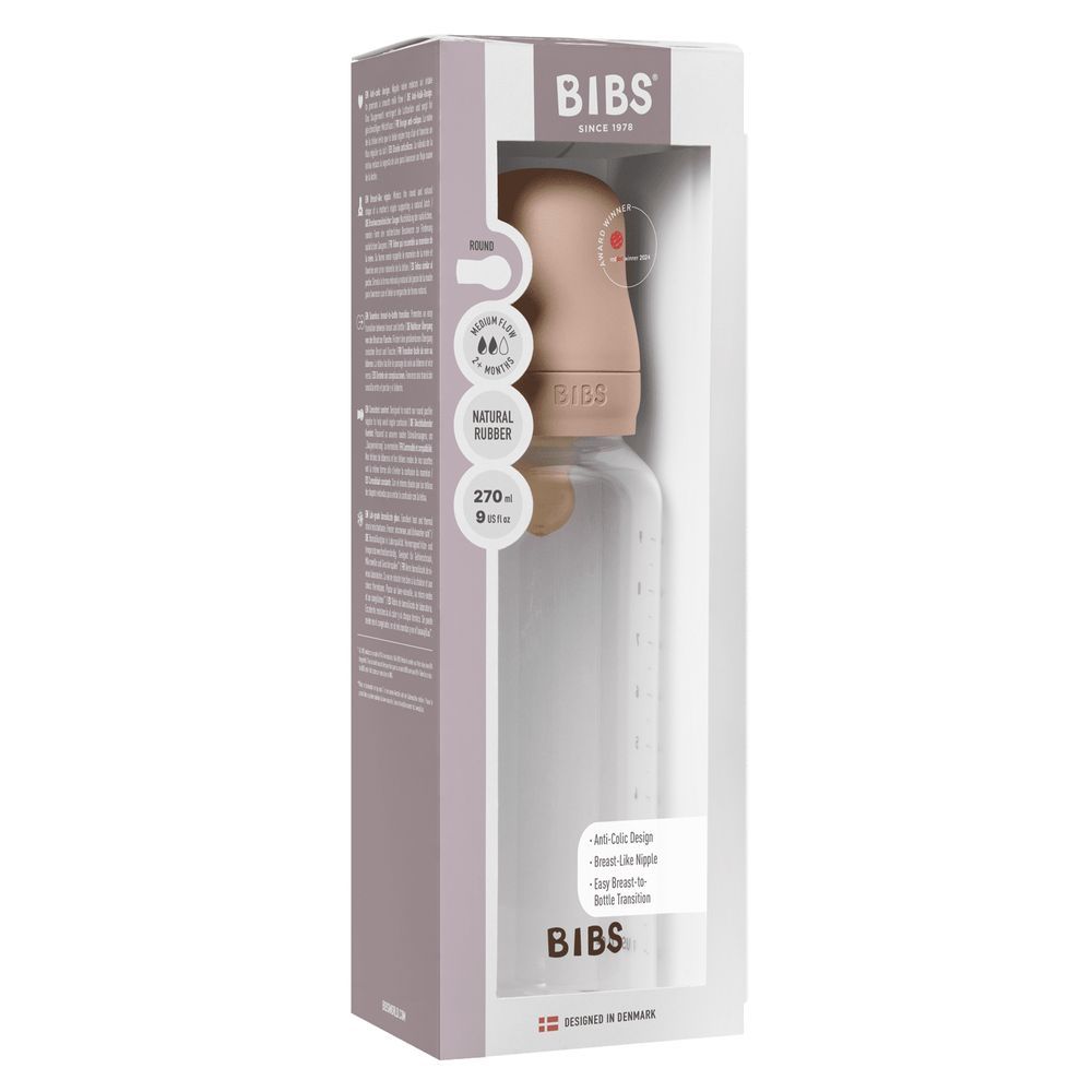 Bibs - Latex Nipple Baby Bottle Medium Flow - 3-6M - 270ml - Blush