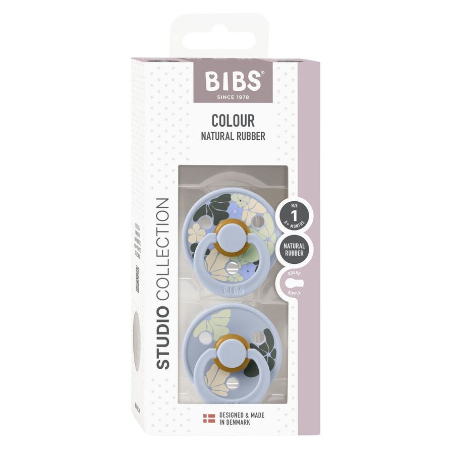 Bibs - Studio Colour Pacifier - Morning Bloom Dusty Blue Mix - Size 1 - 2pcs