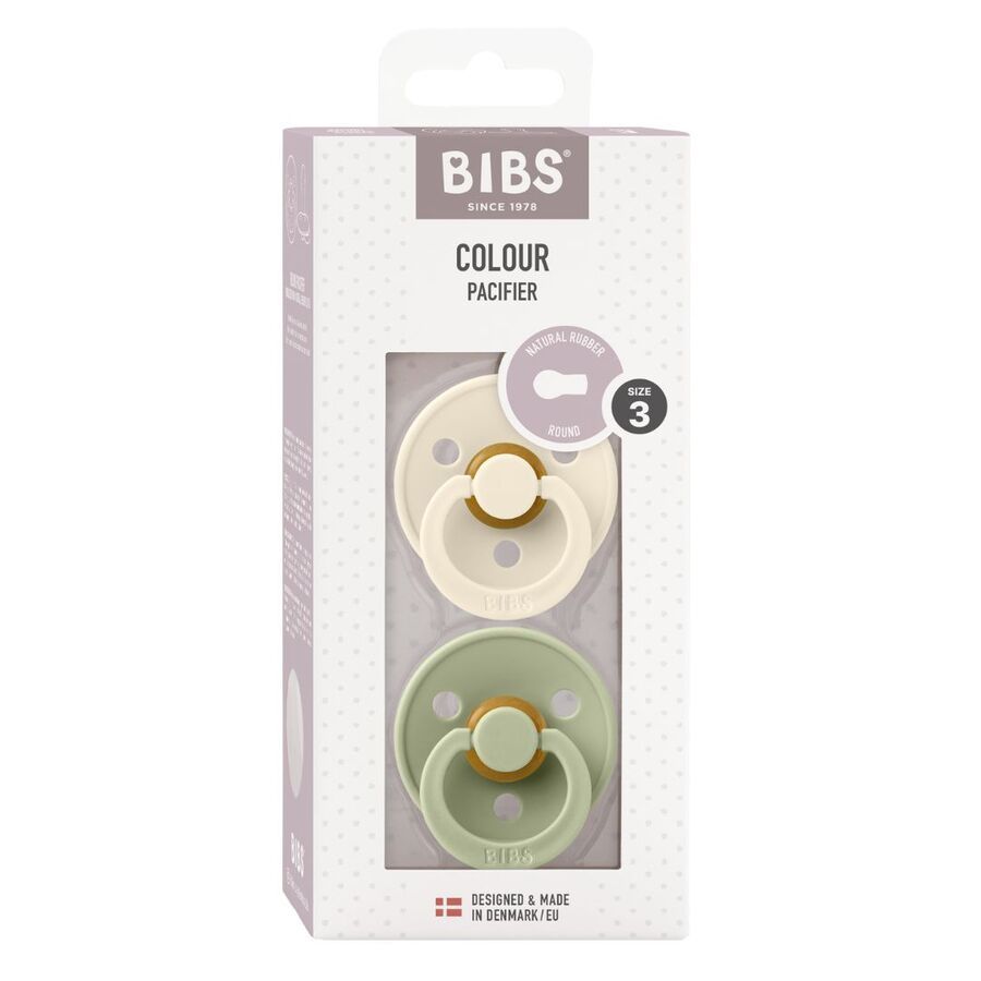 Bibs - Colour Pacifier - 18M+ - 2pcs- Ivory/SageÂ - Size 3