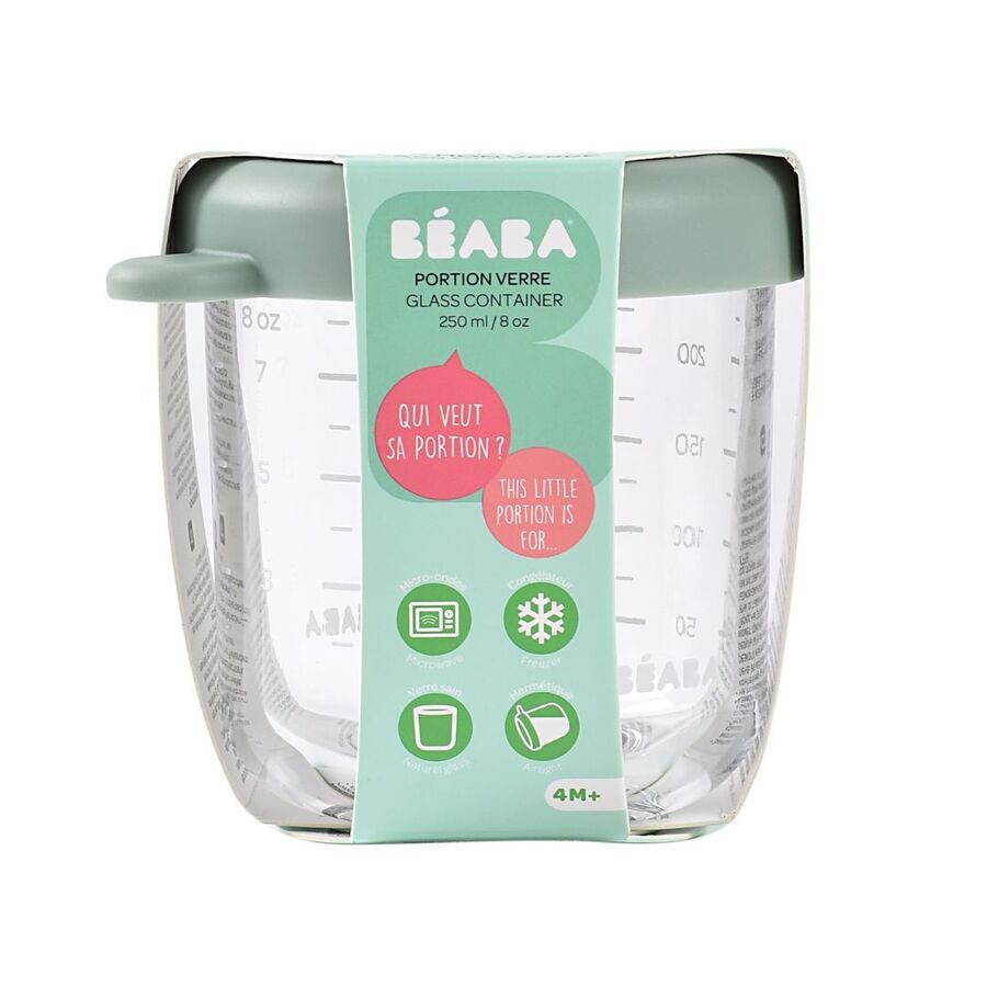 Beaba - Conservative Glass Food Container - Sage Green - 250 ml