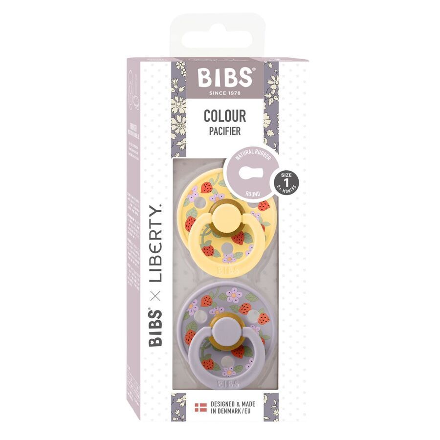 Bibs - Liberty Strawberries And Cream Colour Pacifier - S1 - Pale Butter Mix - 2 Pcs