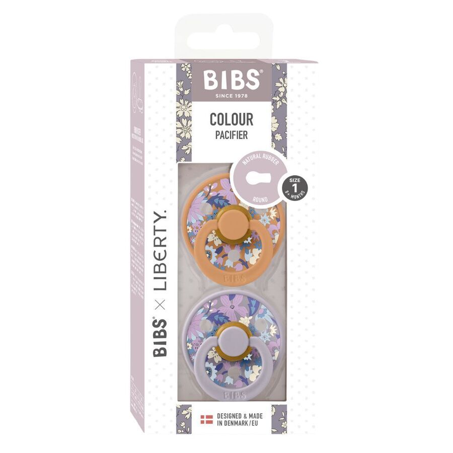 Bibs - Liberty June Blossom Colour Pacifier - Size 1 - Pumpkin Mix - 2 Pcs