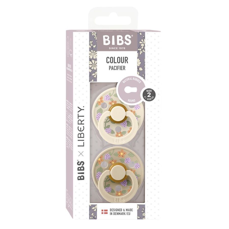 Bibs - Liberty Strawberries And Cream Colour Pacifier - S2 - Ivory Mix - 2 Pcs