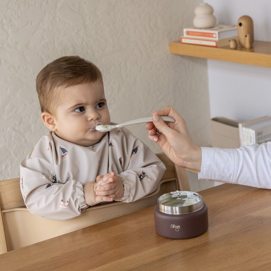 Citron - Silicone Long Feeding Spoon - Grey/Pastel Turquoise - 2pcs