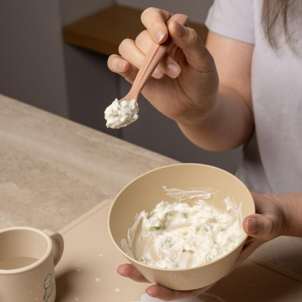 Citron - Silicone Feeding Spoon Long Set of 2 - Blush Pink/Beige