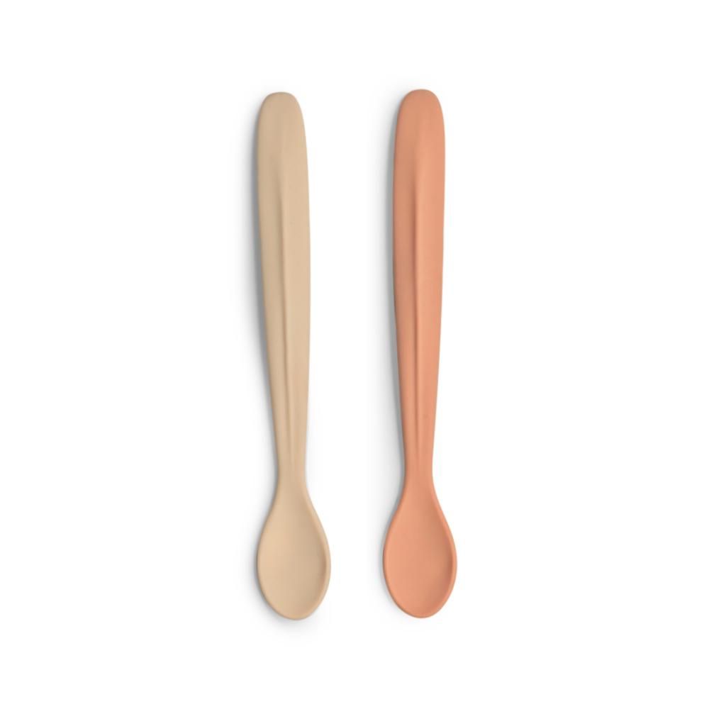 Citron - Silicone Feeding Spoon Long Set of 2 - Blush Pink/Beige